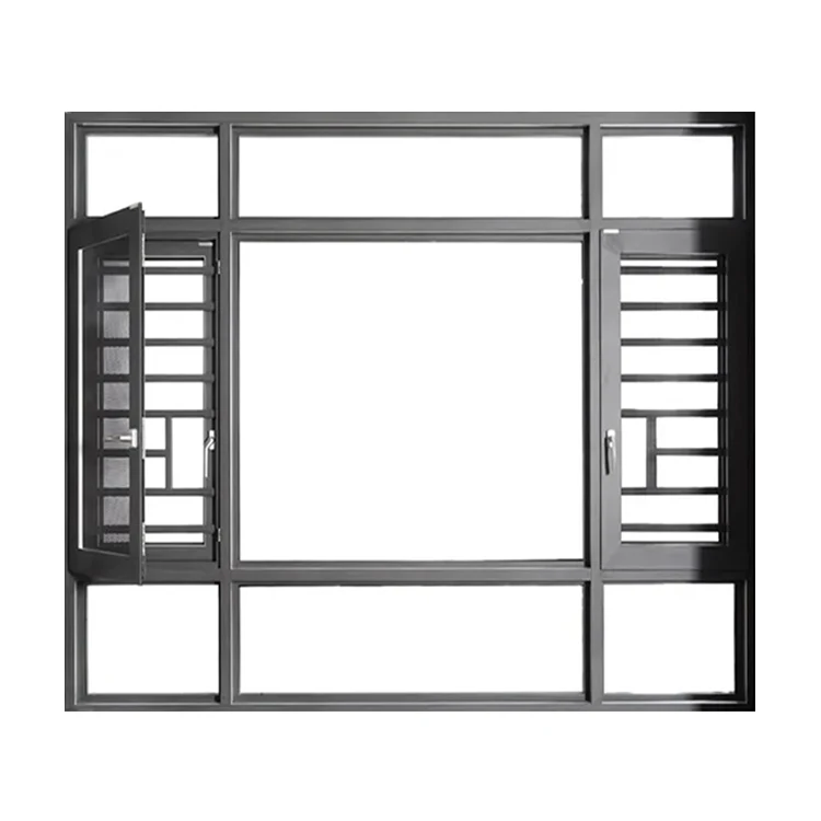 Custom exterior thermal break aluminum alloy casement window design home office french style windproof aluminium glass windows