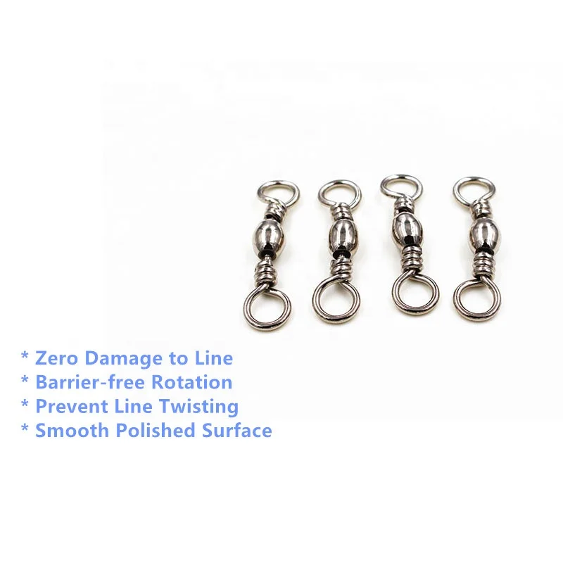 Fishing Barrel Swivels - Rolling Ball Bearing Fishing Swivel with Solid Ring Fishing Tackle Hook Line Connector Copper