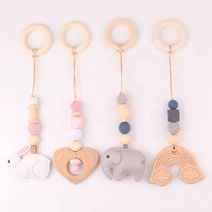 Newborn Gym Play Activity Wooden Ring Pendant Toys Wholesale Bedroom Baby Cradle Play Gym Hanging Toys Set