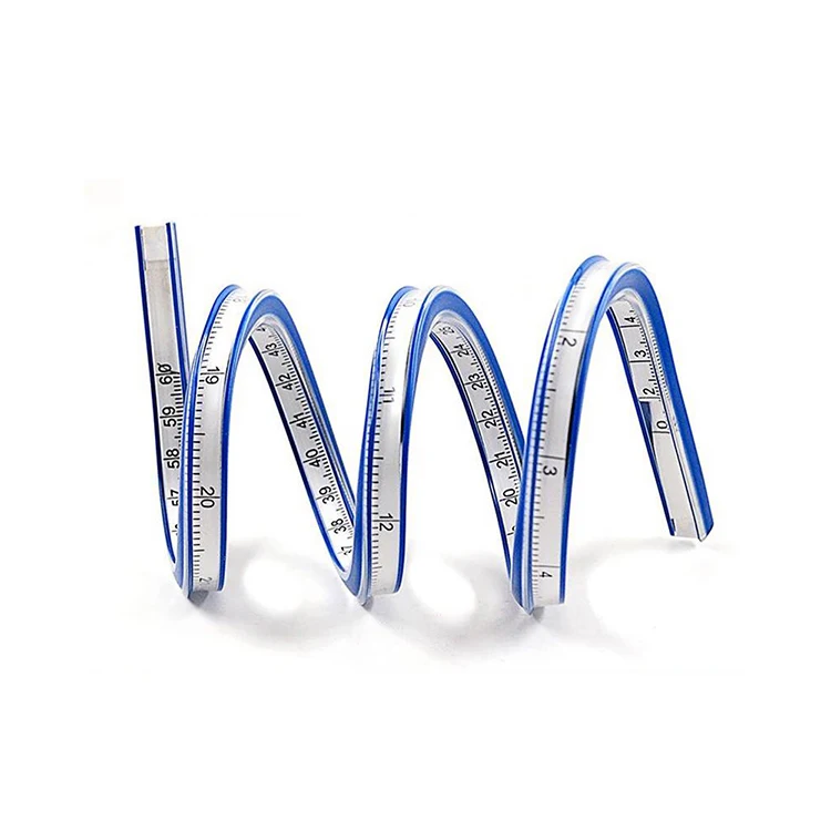 Factory Price Curve Drawing Plastic Silicone Blue Tape Snake Ruler Soft Ruler