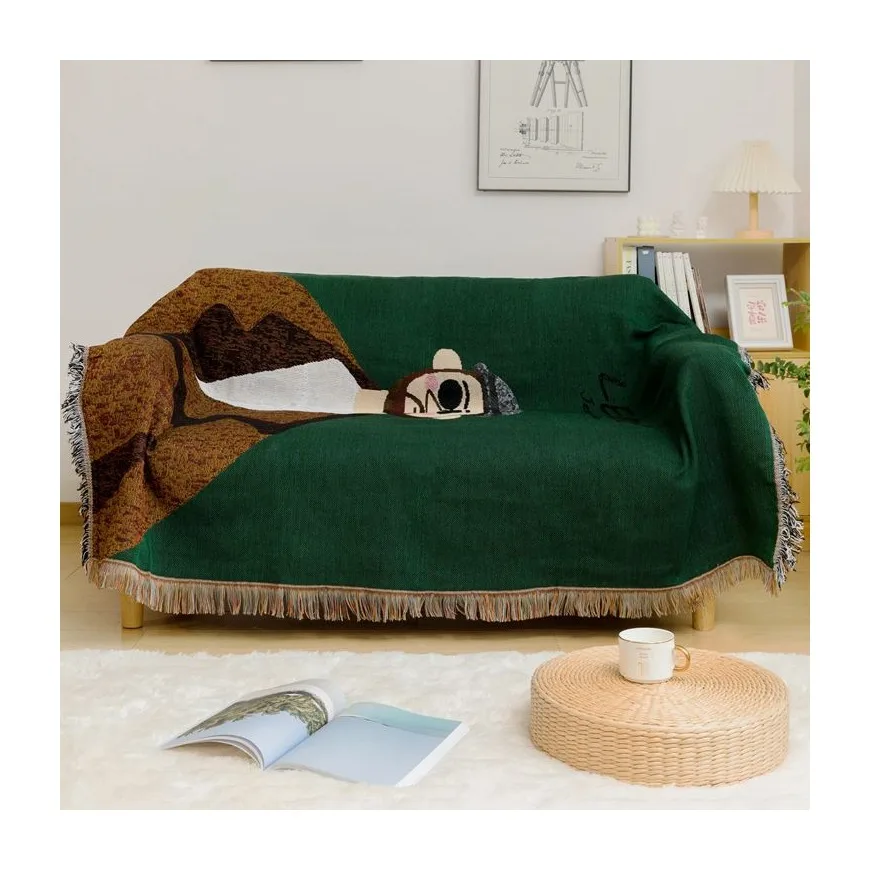Super Soft Custom Retro Multifunctional Bedspread Sofa Cover Towel Woven Blanket Tapestry