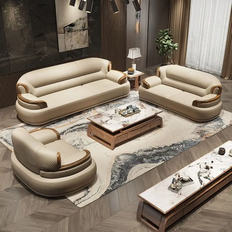 Light luxury sofa Uginwood leather sofa luxury high-grade new modern senior living room new Chinese European American