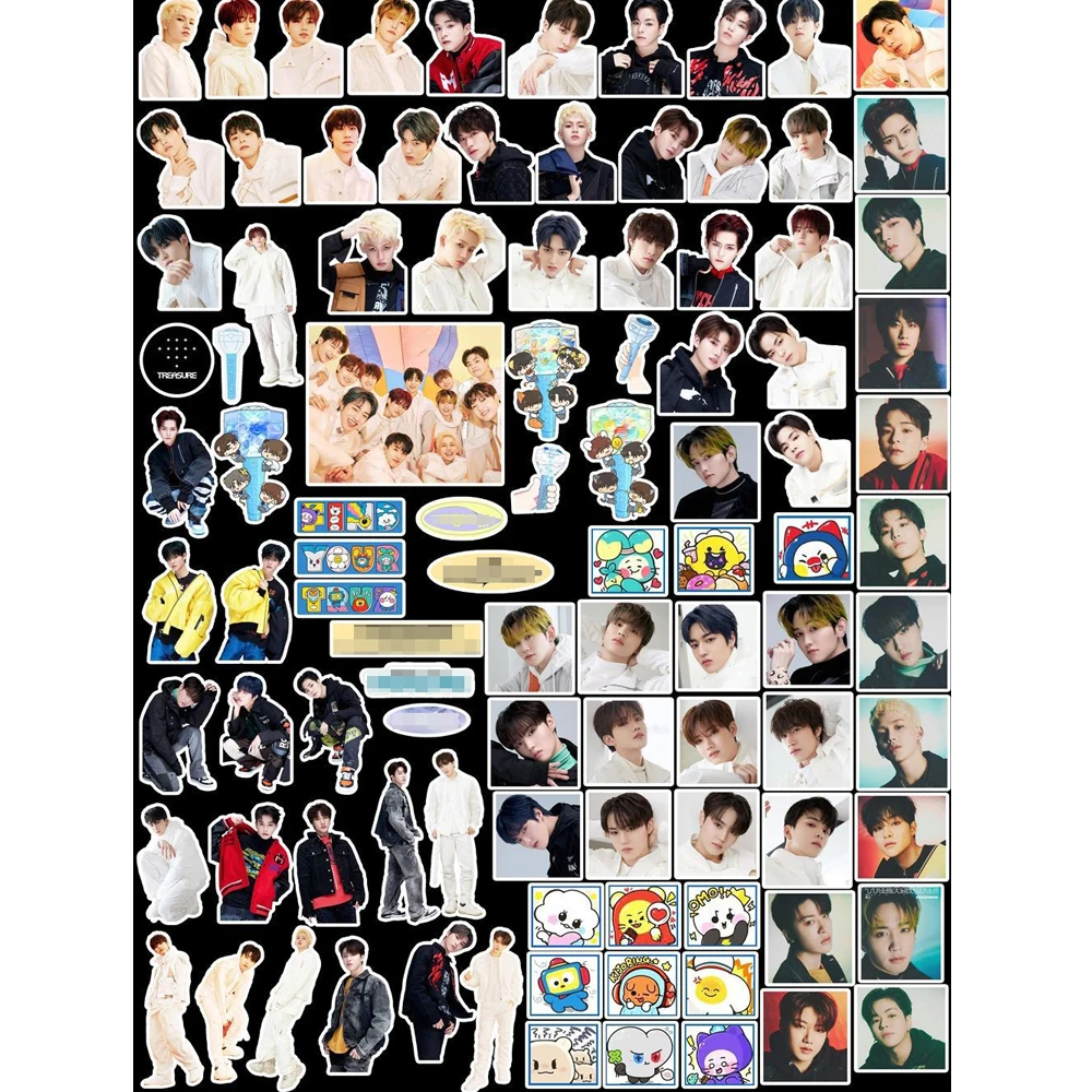100pcs/set Kpop Treasure Sticker Postcard New Album Korean Fashion Cute Group Idol Cards Photo Prints Fans Gift Stickers