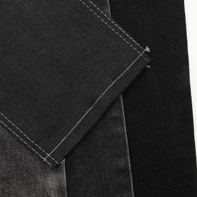 Factory direct black color cotton polyester spandex stretch denim jean fabric wholesale