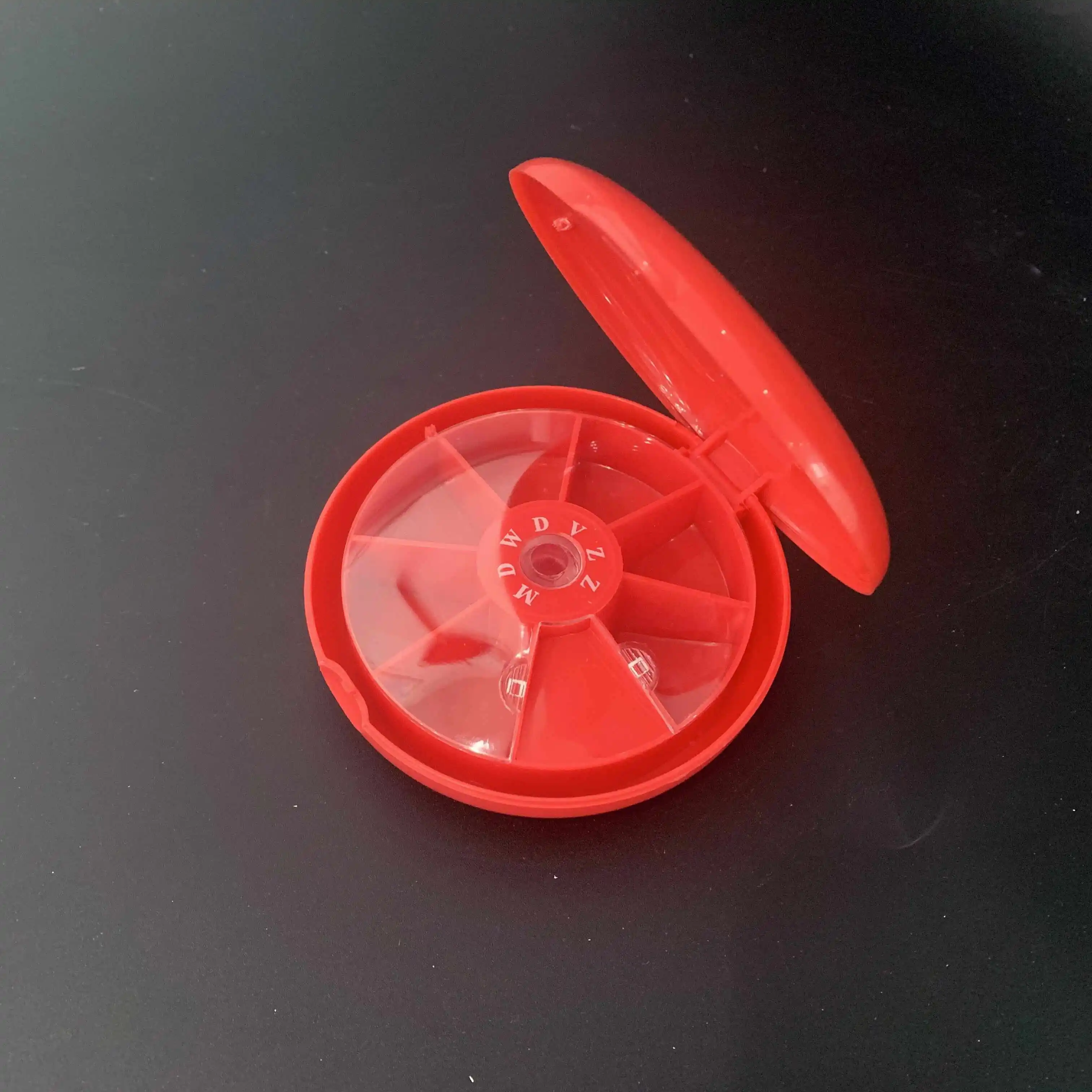 Weekly Rotating Round Pill Storage Cases Plastic 7 Days Pill Box