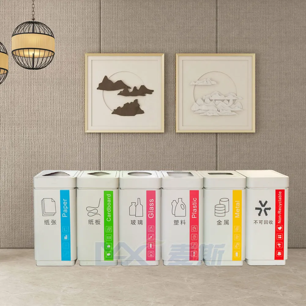 Garbage Containers Manufacturer Advertisement Dustbin Dual Recycling Bins Decorative Eco Commercial Steel New White 40L Open Top