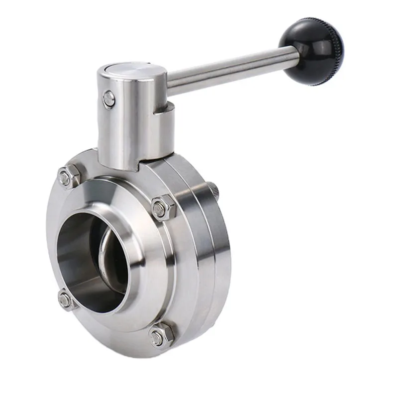 Hot sale 1/2 inch butt weld sanitary butterfly valve High quality stainless steel puller manual butterfly valve