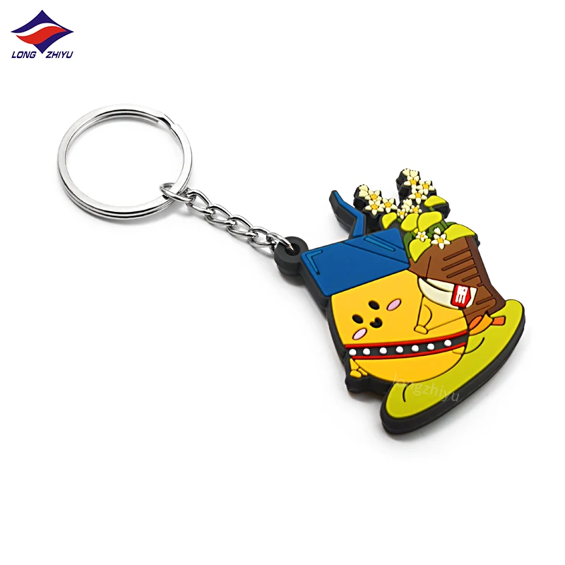 Longzhiyu 15 Years Factory Direct Sale Cute Cartoon 2D PVC Keyring Soft Rubber Keychain with Custom Made Design