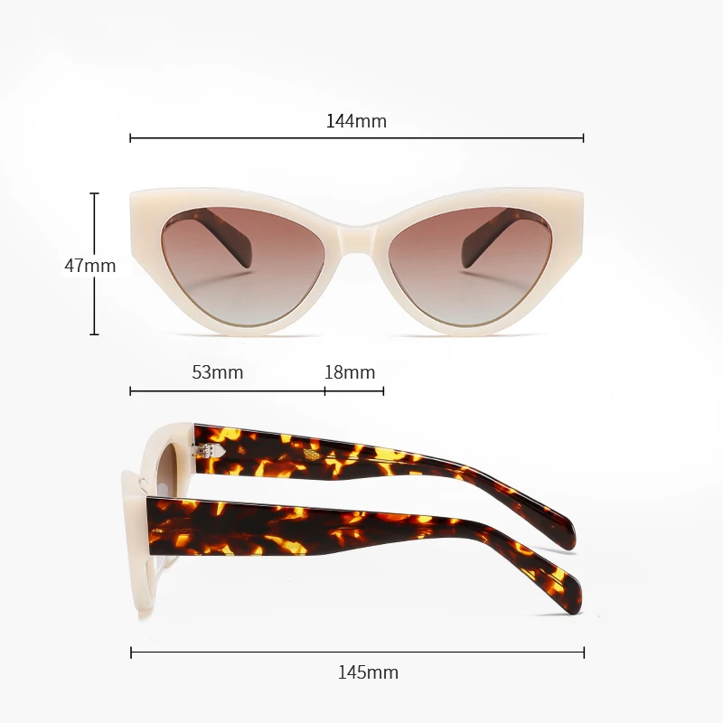 Fashionable Cat Eye Oval Shape Sunglasses for Female with Solid Build Weighty Feel Pure Acetate Design for Outdoor Activities