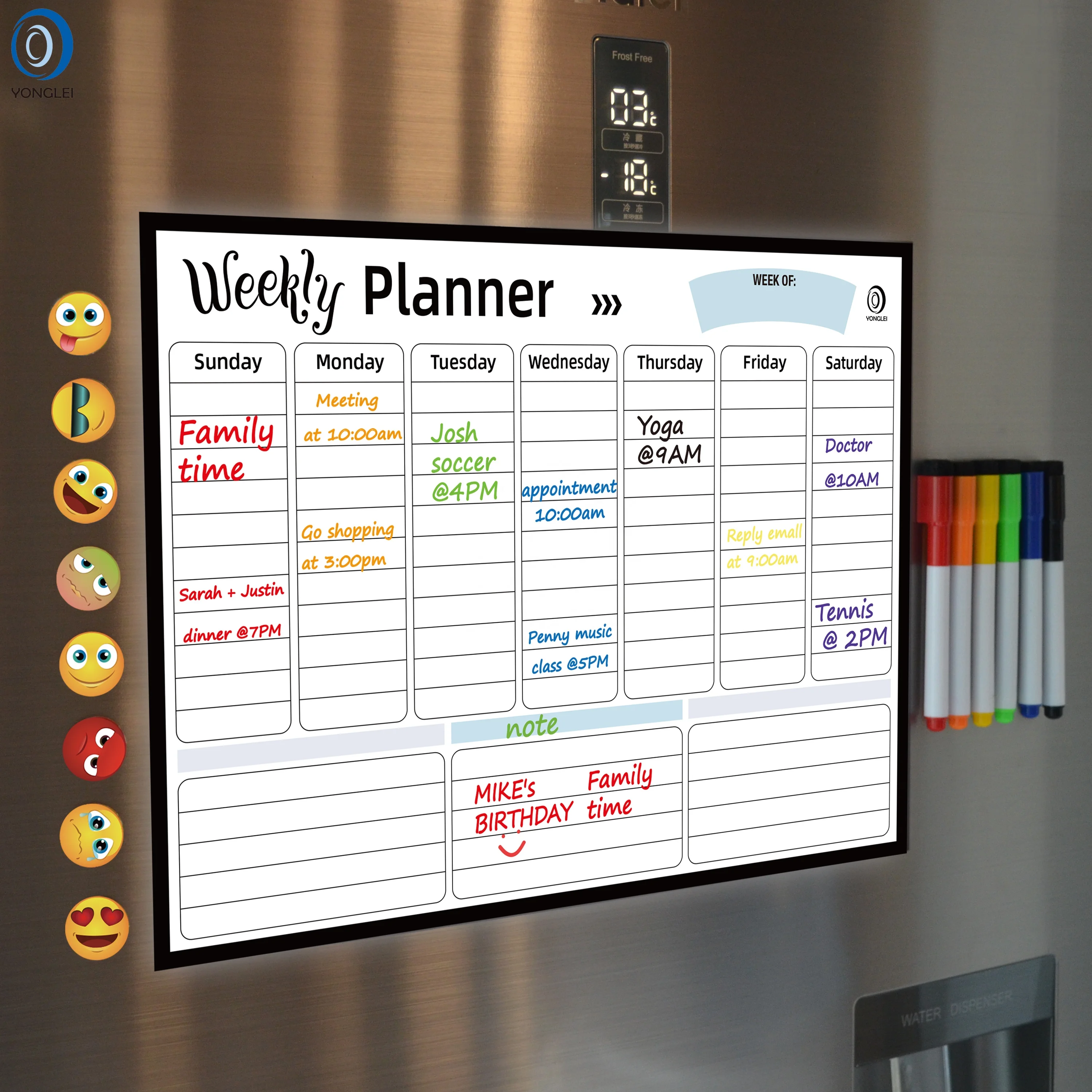 
10.6-2 Magnetic weekly planner magnetic dry erase calendar for fridge 