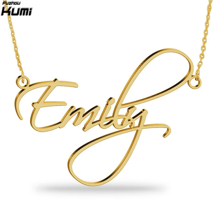 Custom Name Necklace Gold Plated Necklaces Nameplate Personalized Scriptina