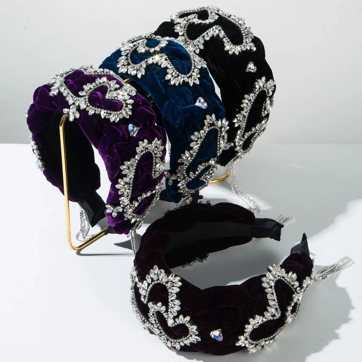 European And American Wide Thick Braided Headband  Fashion Beautiful Hair Accessories Fashion Love Butterfly Diamond Hairhoop