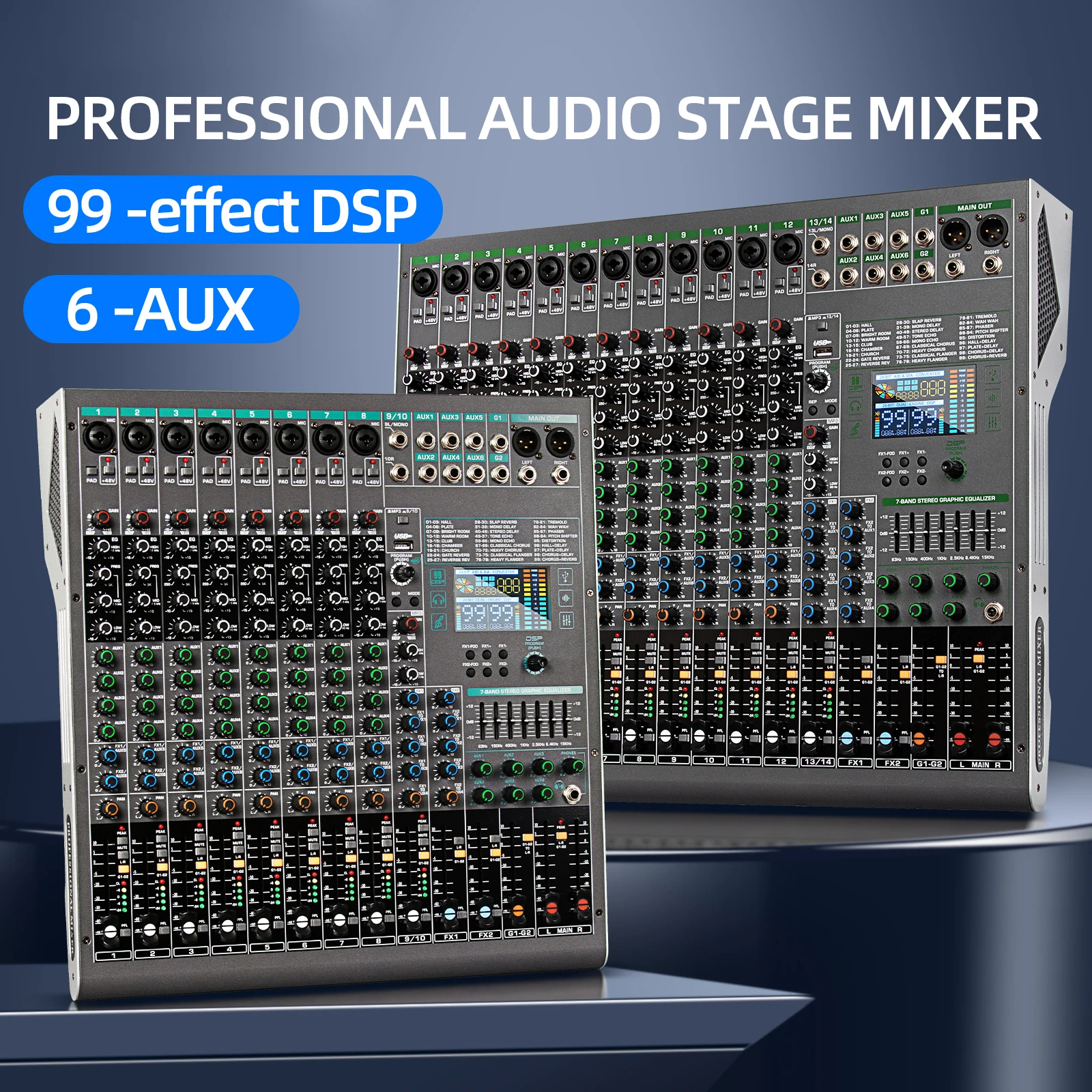 Professional TG14 99-effect DSP Audio Console Mixer 14 Channel USB Interface audio console
