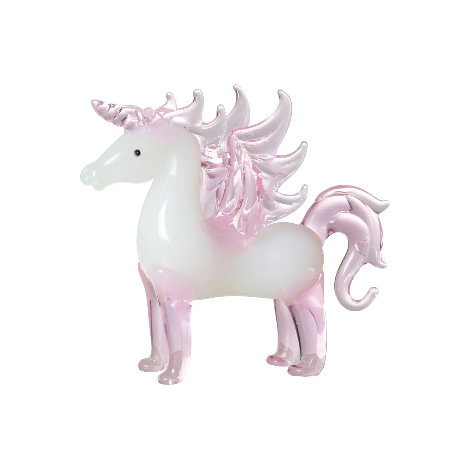Pink Glass Crystal Horse Animal Figurines 2PCS  Set Miniature Paperweight  Gift Home Decoration