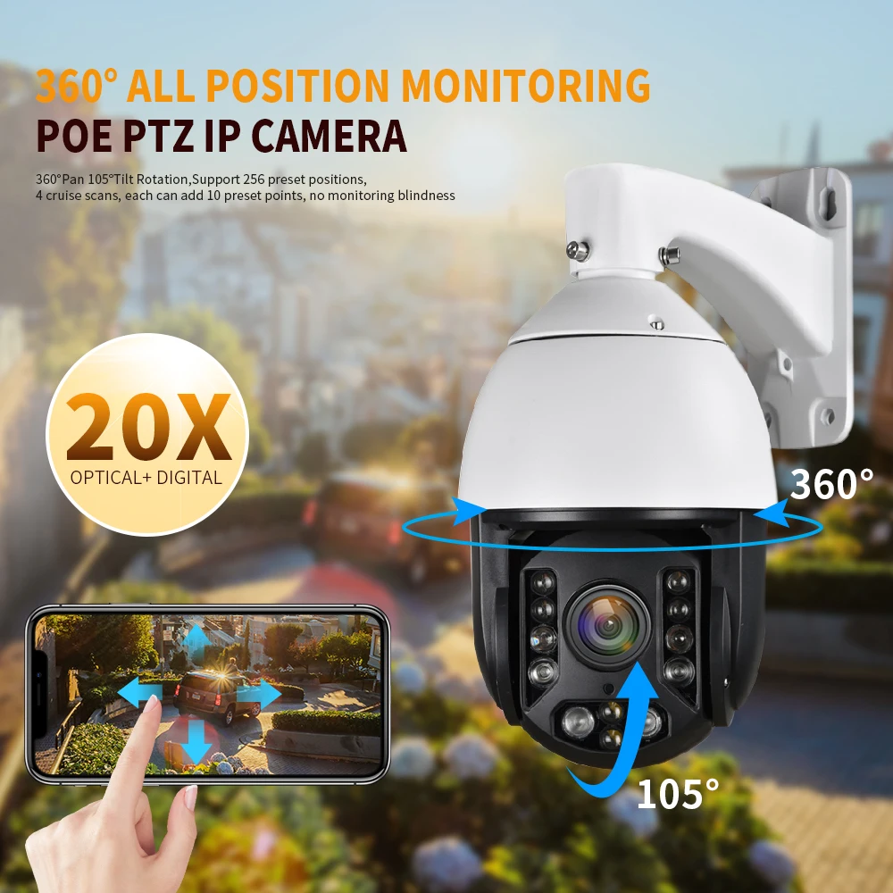  Loosafe full hd 2mp poe ptz de Высококачественная камера видеонаблюдения с обнаружением движения 20-кратным оптическим зумом 360