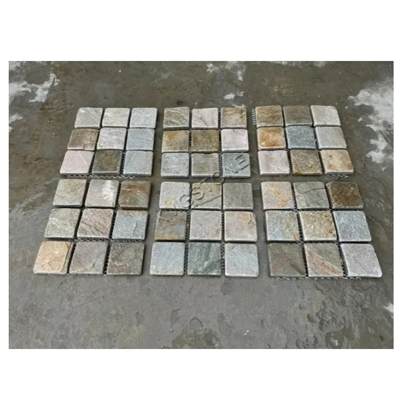Modern Design Pattern Split Surface Slate Stone Mosaic Tile for Hotel Applications