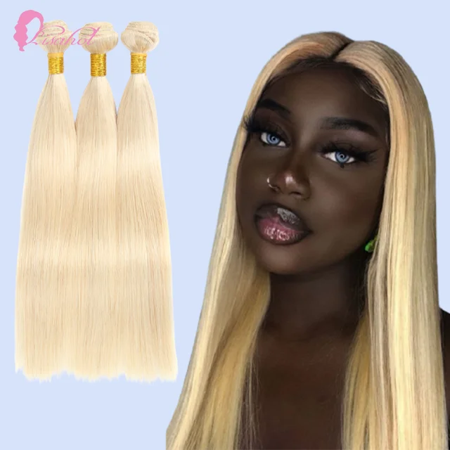 LISAHOT Low Price Thin Weft Raw Remy Cuticle Aligned Straight Russian 613 Blonde Virgin Hair Bundle For Black Women