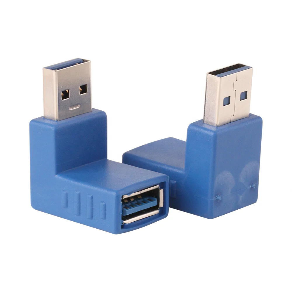 Синий 90 градусов прямоугольный Переходник USB 3 0 A папа-мама для ноутбука и