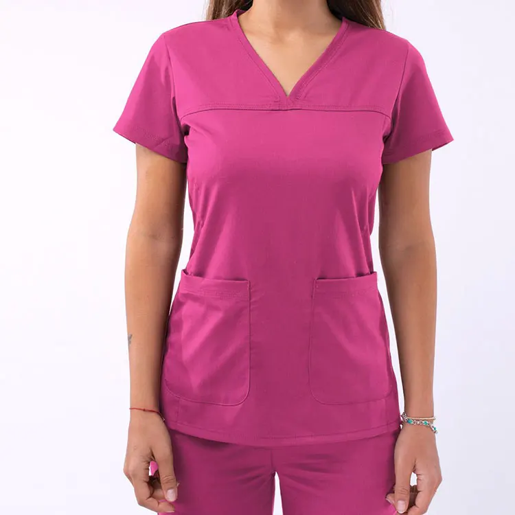 Hot Sale Accept Packaging Customization Fitted V-Neck Soft Scrubs Tops Hospital Uniforms