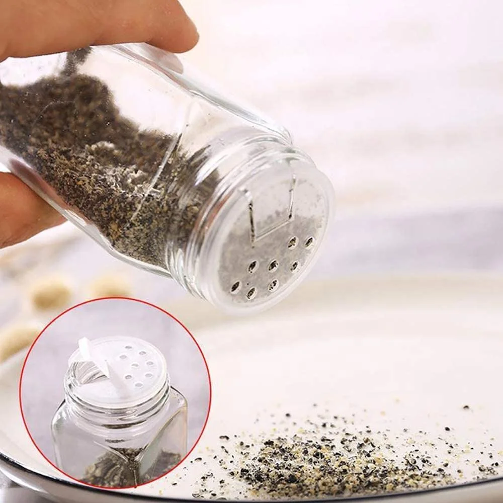 clear empty 4oz 120 ml square round glass spice jar condiment bottle pepper shaker seasoning containers with dual flip cap