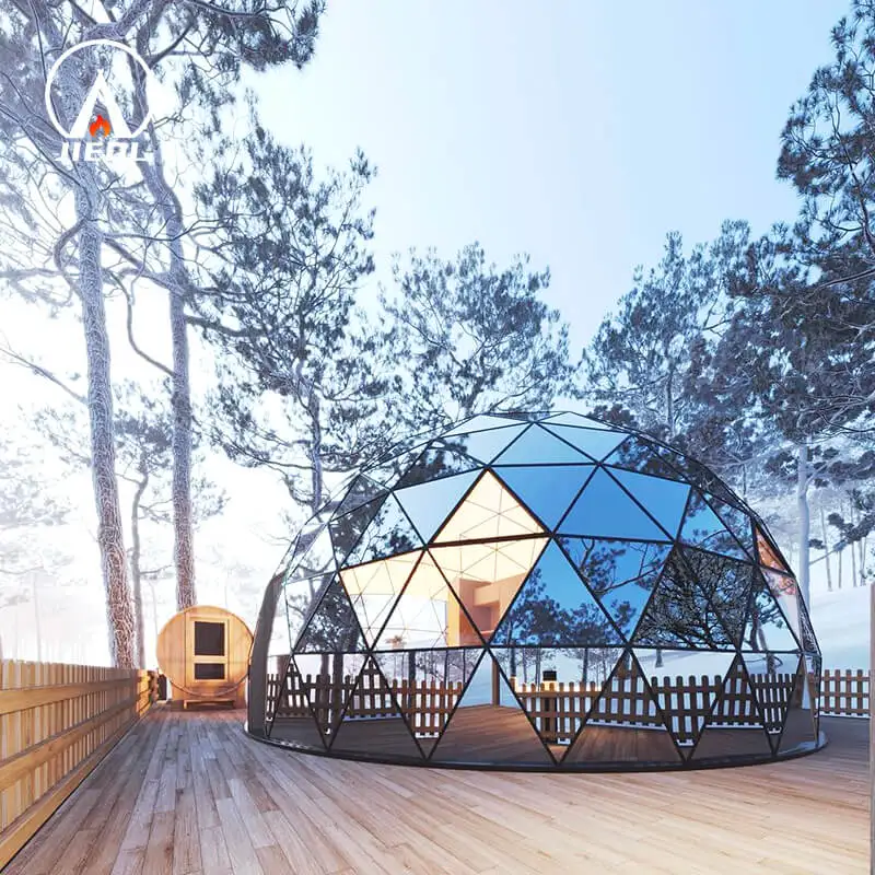 Geodesic Glass Dome Tent For Event And Luxury Hotel And Home With Double Open Glass Door And Window