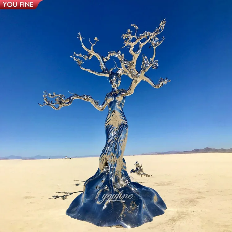 Наружное украшение абстрактная большая металлическая статуя из нержавеющей стали деревья скульптура