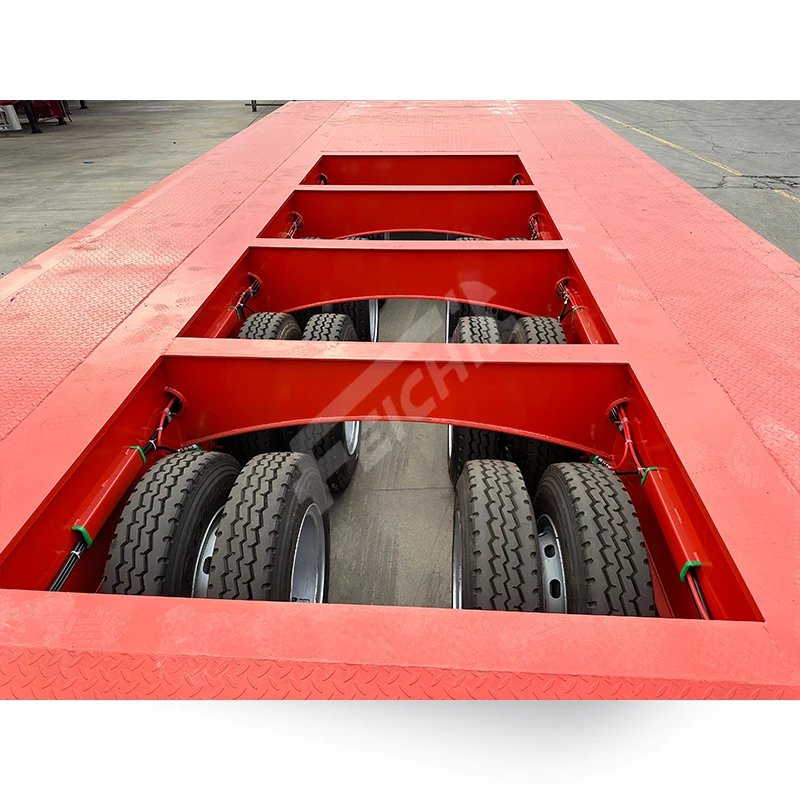 4 LINE 8 AXLE Heavy Duty 100 Ton 150 Ton Heavy Load Lowbed Lowboy Semi Trailer Machinery Equipment Transport Lowboy Semi Trailer