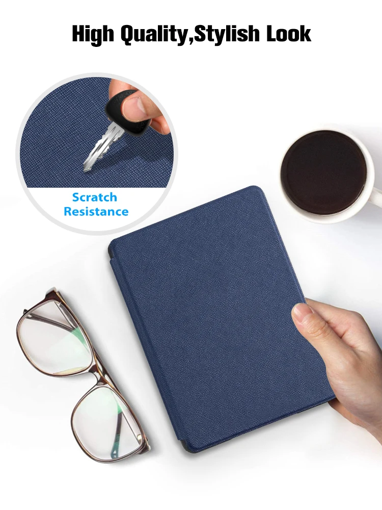 Sleep/Wake Cross Pattern PU Leather Book Style Case Flip Cover For Kindle Paperwhite 5 2021 6.8 Inch Ebook Shell