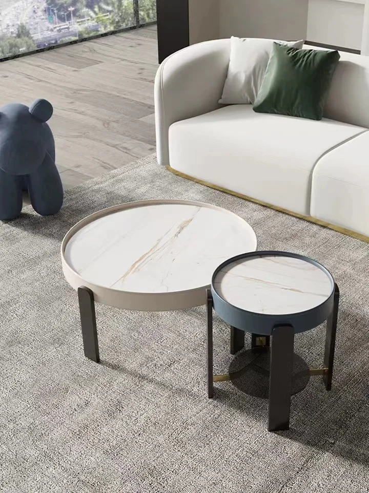 with Marble Texture Wrought Iron Minimalist Office Home Living Room Sofa Furniture Luxury Coffee Table