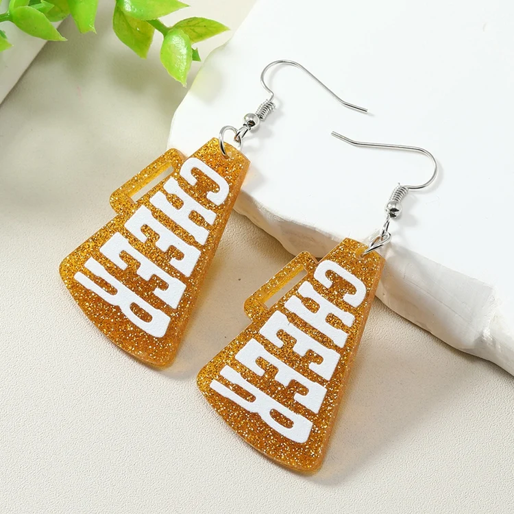 KQ-79 Glitter Cheerleading Squad Trumpet Cheer Acrylic Earrings