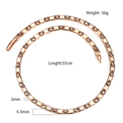 Wollet 6.5mm Width Japan and South Korea TV Shopping Deluxe Rose Gold Inlay Genuine 99999 Pure Germanium Titanium Necklace
