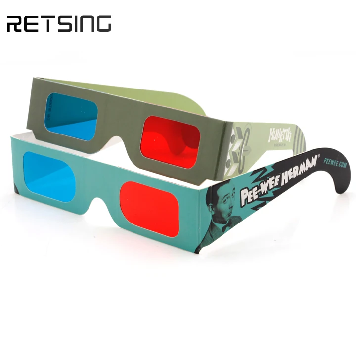 Wholesale Red Blue Custom Logo Eyeglasses Lenses 3D Video Glasses