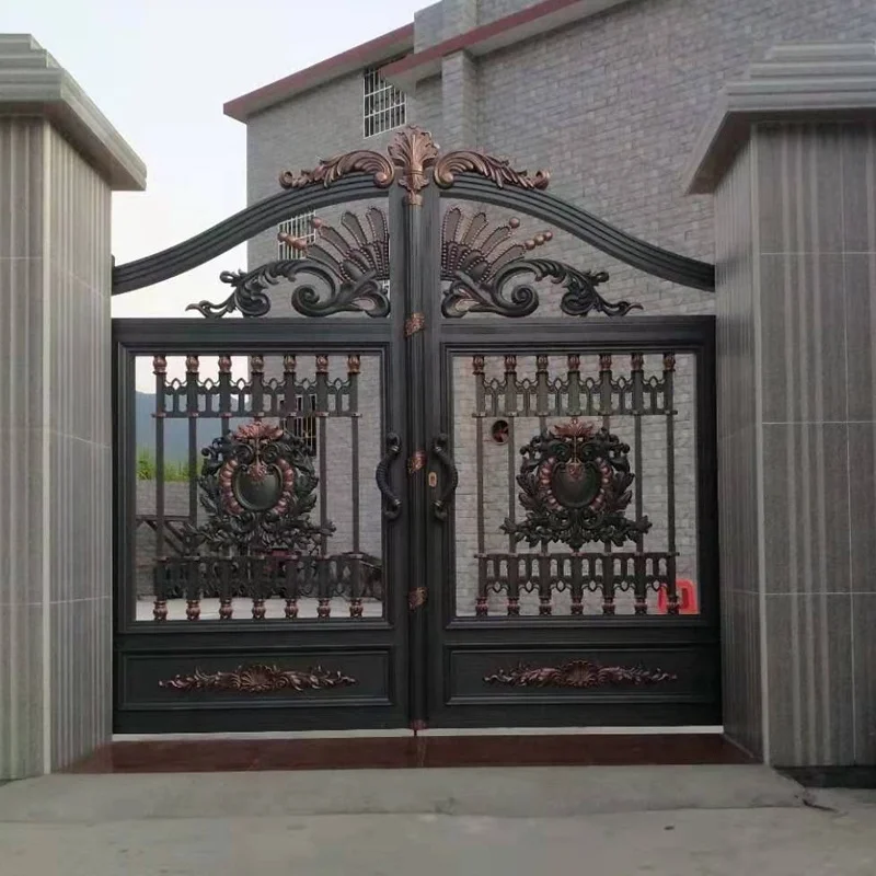  Лидер продаж золотые крашеные кованые железные ворота