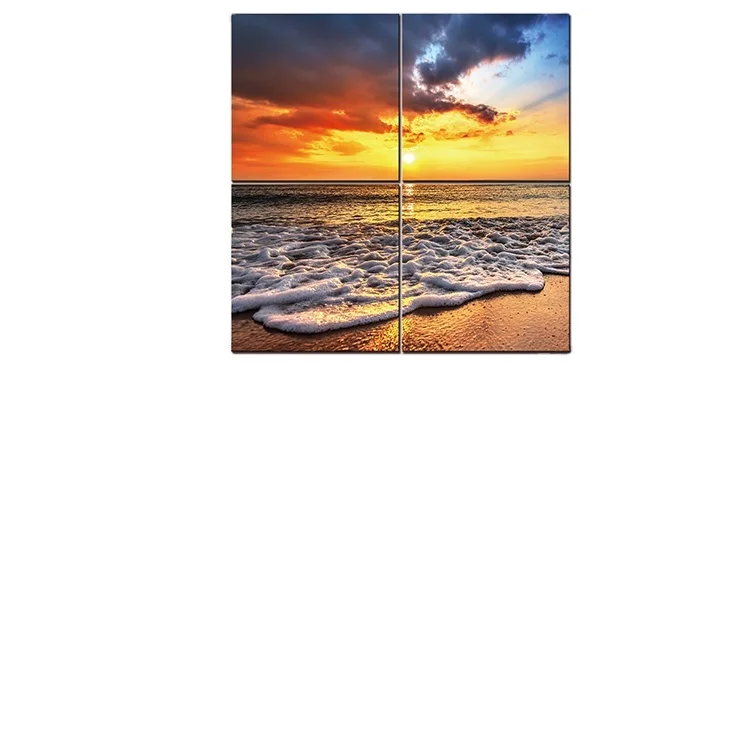 Landscape With Sea In the Sunset 4 Panel Painting islamic Canvas  Wall Art Picture For Living Room