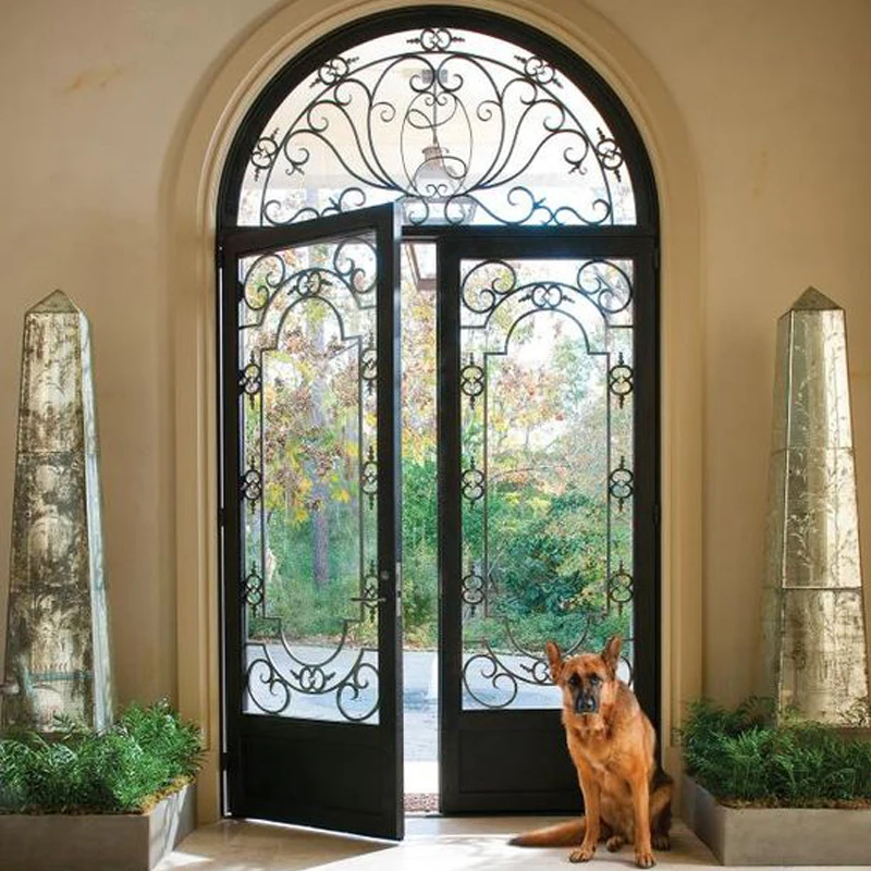 Villa front main entrance wrought iron church door iron double gate design