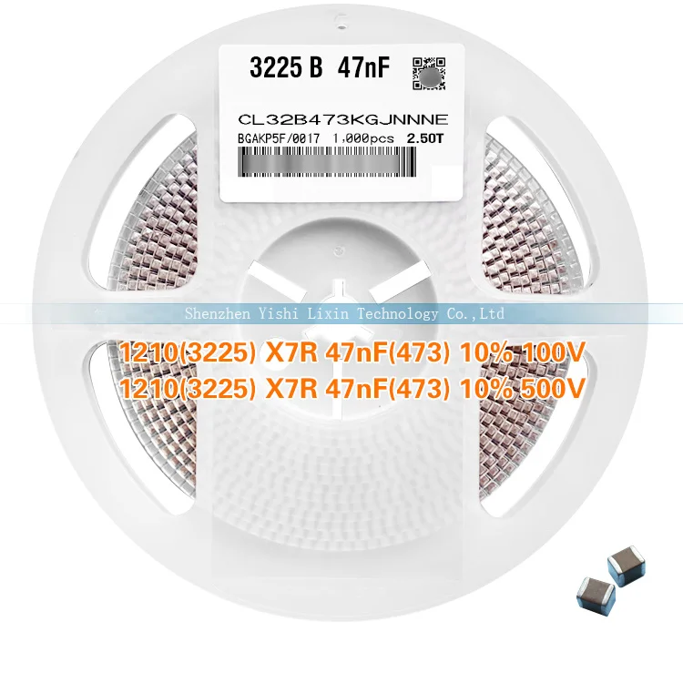 E-TIME Capacitor 1210 473K 47nF X7R 10% 100V 250V 500V  CHIP MLCC SMD Capacitor 12107C473KAT2A