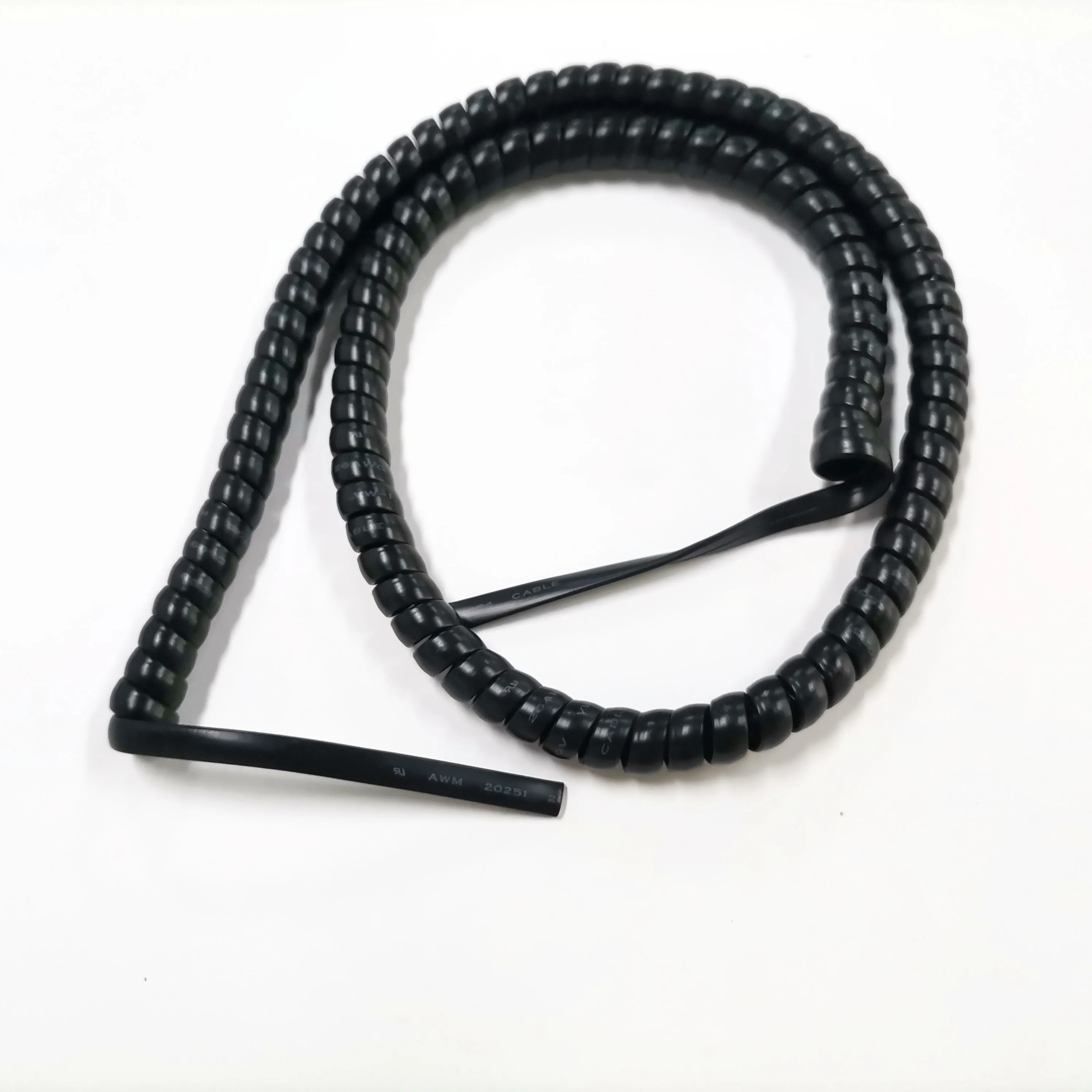 26awg telephone cable flat wire PVC jacket spiral cord black 60cm retracted curl length