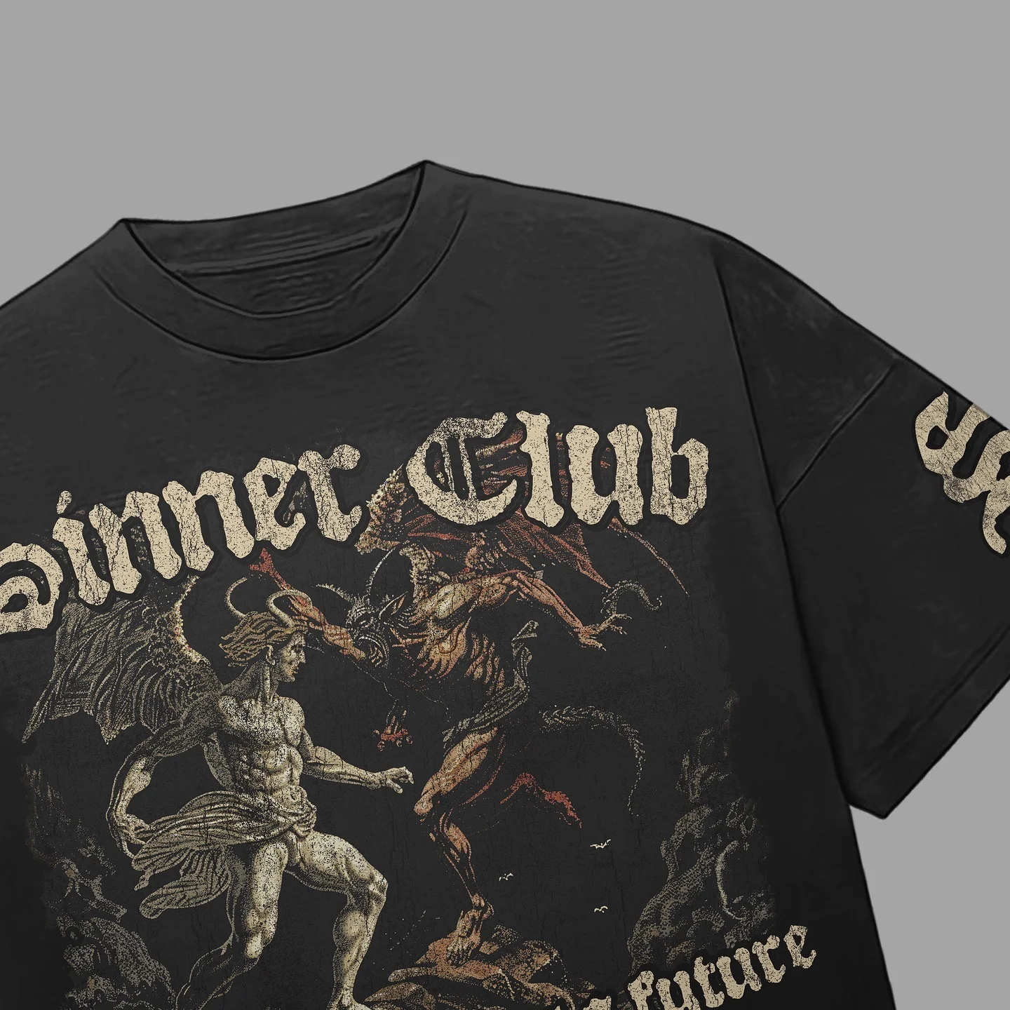 New Oversized Printed T-Shirt Loose Fit Stone Washed Heavyweight Cotton Quick Dry and Breathable O-Neck with Graphic Pattern