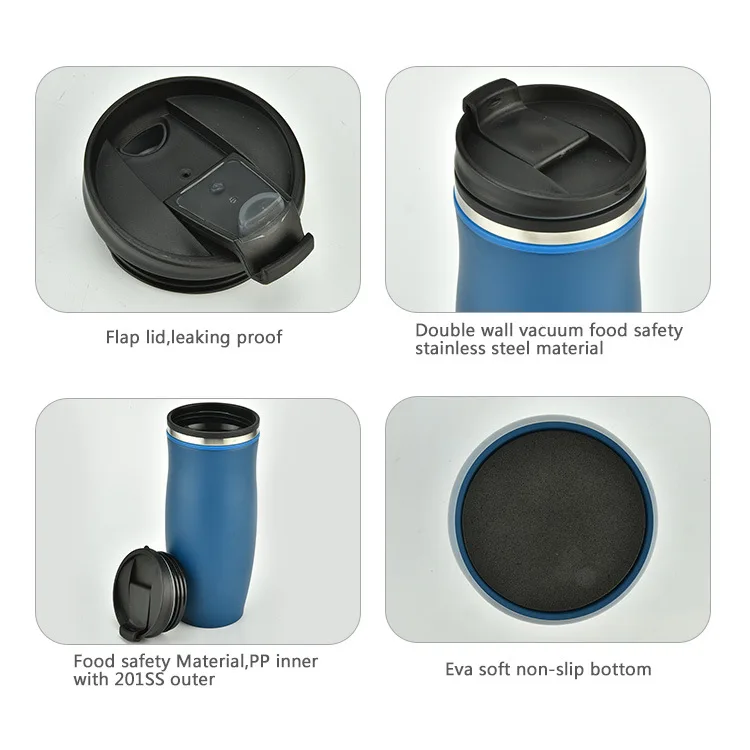 SJB047 401-500Ml New Double Wall Plastic Stainless Steel Car Custom logo Travel Matte Coffee Mug Gym Water Bottle