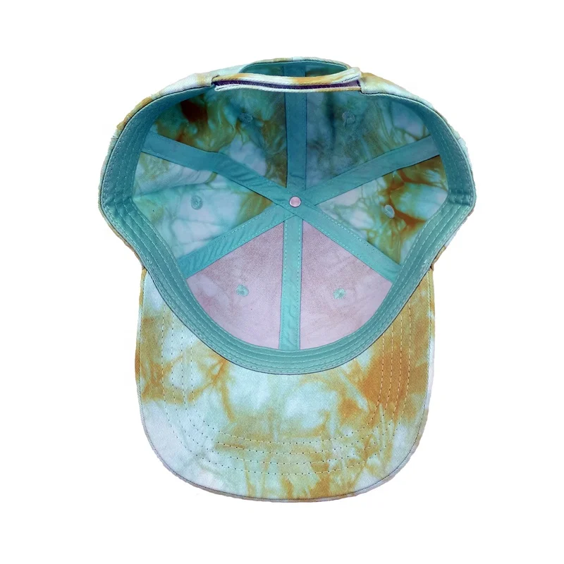 Multi color tie dyeing 6 panel cotton outdoor sport baseball cap golf hat