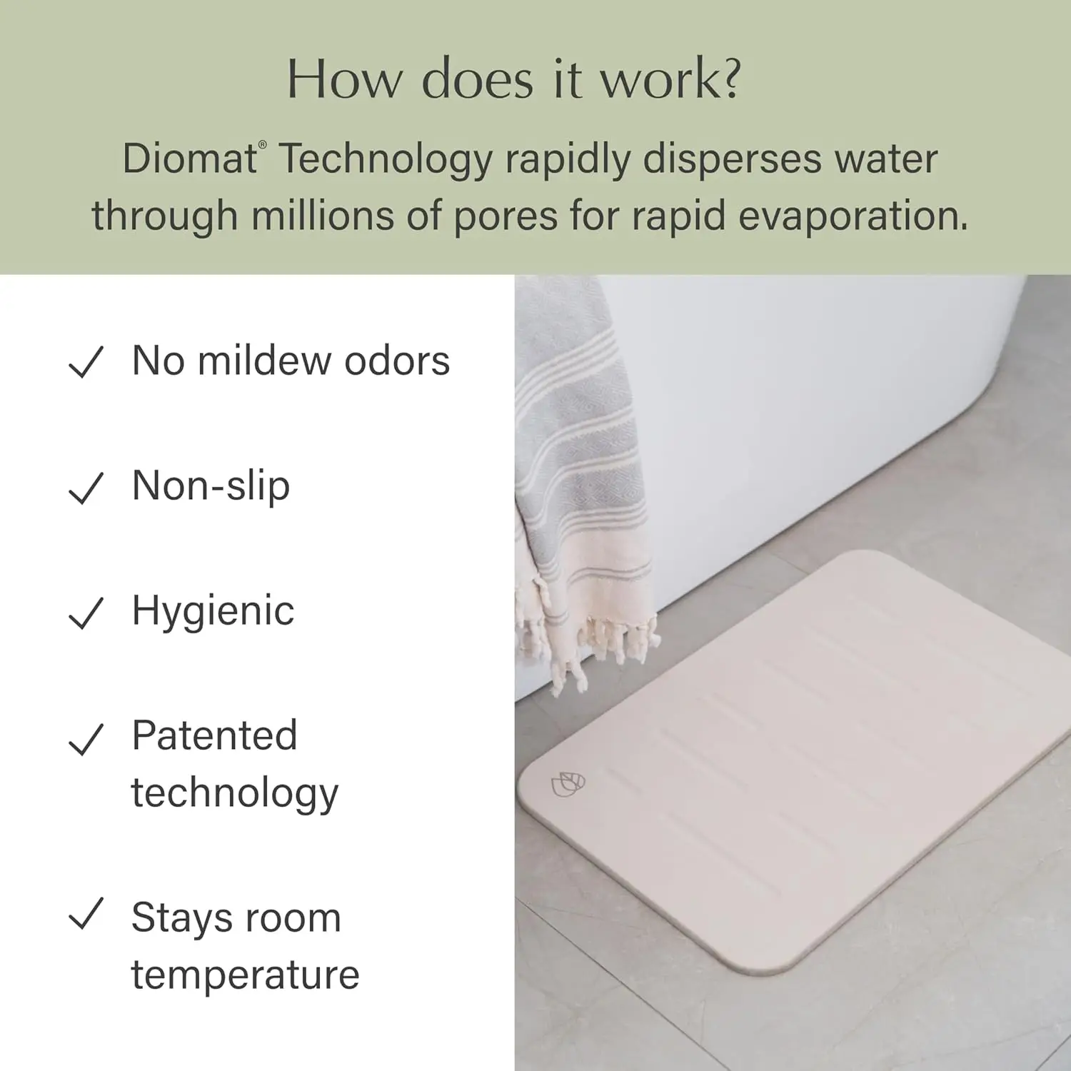 Stone Bath Mat - Diatomaceous Earth Stone Bathroom Extra Large Quick Drying Mats