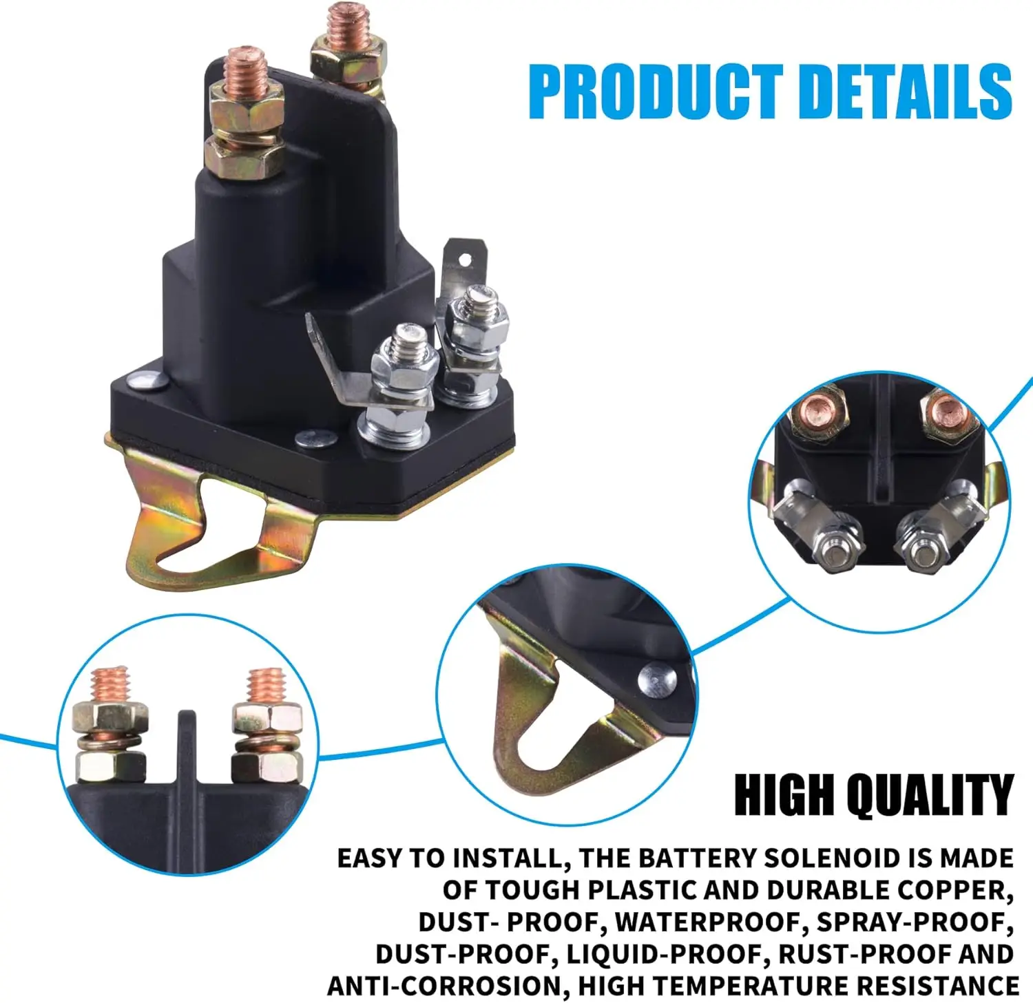 435-103 Starter Solenoid for Hus 523146154 532109081 532109946 for Toro 110116 1101162 47-1910 740207 4-Pole 12V Relay Switch