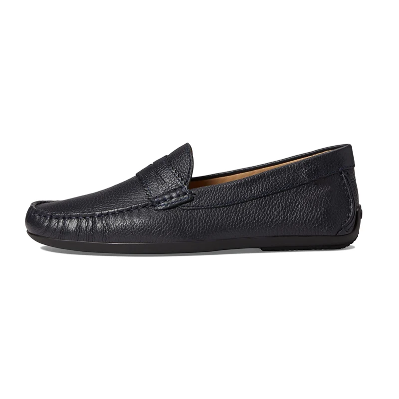 CHOOZII Men Classic Black Genuine Leather Light Weight Flexible Rubber Sole Loafers