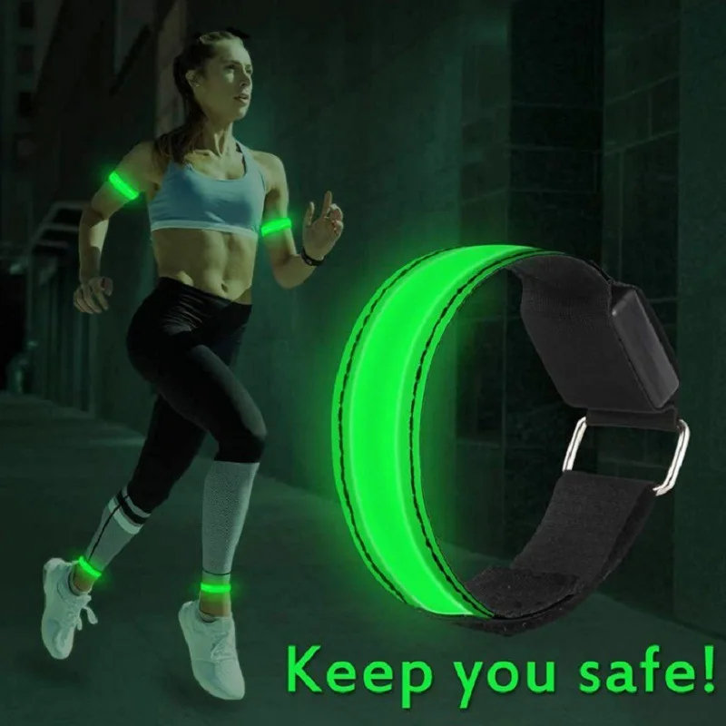 Wholesale popular slap adjustable reflective running nylon flashing bracelet light wristband usb light armband led arm band