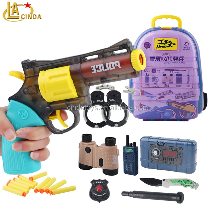 Military Reconnaissance Police set plastic revolving pistol model play toys for boys