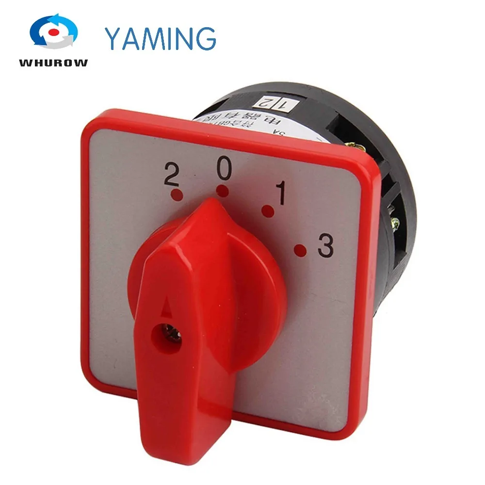 Electric LW6-1/C303 Panel Mount 5A 1 Pole 4 Position Control Motor Circuit Universal Changeover Rotary Cam Switch