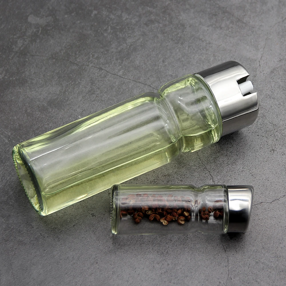 YF 6PCS Condiment Set Salt & Pepper Shaker Glass Oil & Vinegar Bottle