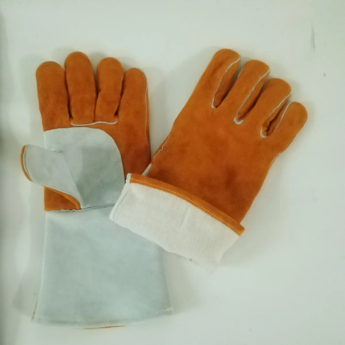 Top Quality Split Cowhide Leather Double Palm Reinforced Fingers Welding Gloves for Stick MIG Welder