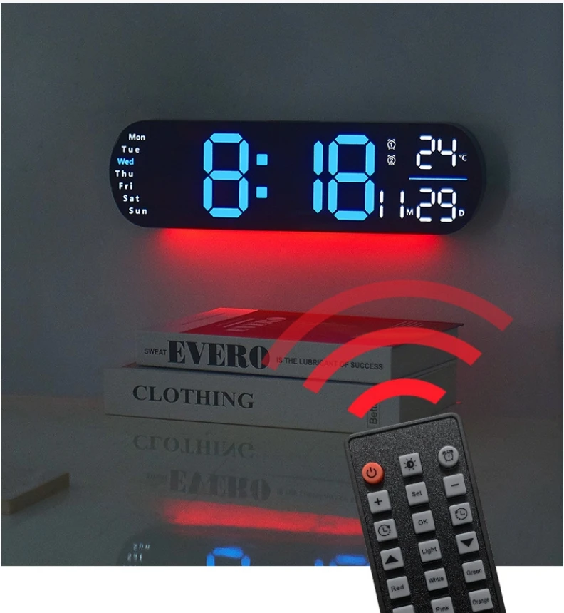 Modern Anniversary Home Decor  Multi-functional  Large LED Brightness Adjustable DST Timer Plastic  LED clock Digital Wall Clock