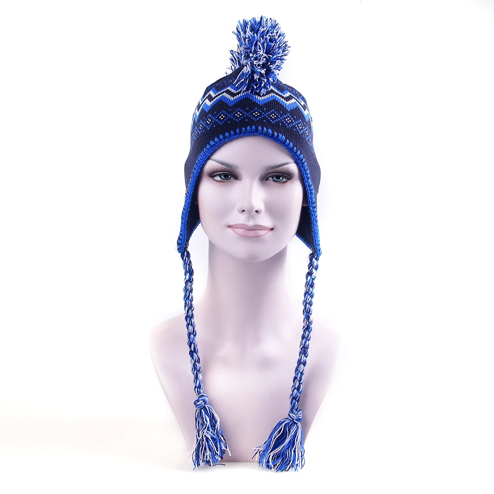 Cockscomb Jacquard Knitted Beanie Hat With Embroidered Logo